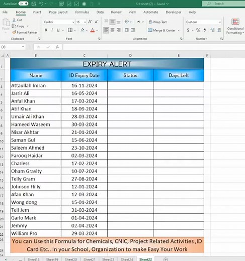 Expiry Alert In Ms Excel #learnwithshigri #ExcelCharts #exceltips #Excel | Learn With Shigri