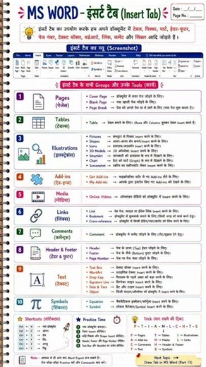 Word insert menu all options explained।।। #word #insertmenu #Computer #msword #viralreels