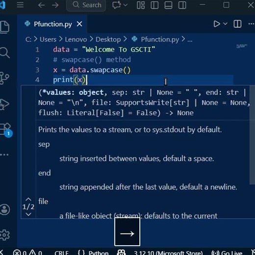 swapcase Method in python #shorts #pythontricks #python.