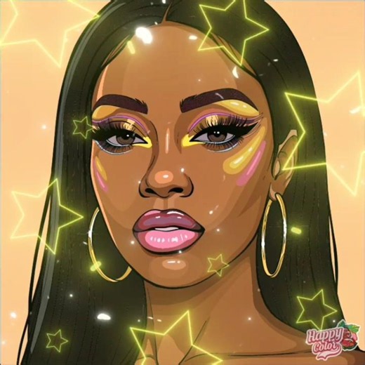 Colour with me a beautiful woman in Happy Color App.