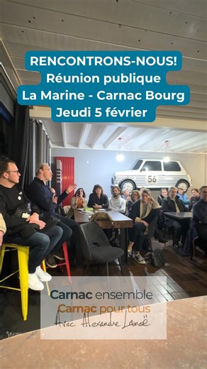 Municipales 2026 Carnac on Instagram: "🎞️ Retour en images sur nos échanges avec vous au bar de la Marine hier soir! 👉 L’équipe Carnac ensemble Carnac pour tous vous propose d’échanger chaque semaine dans un lieu différent autour de sujets essentiels pour Carnac comme la vie démocratique, le cadre de vie, le logement, les projets en cours et à construire! 👥 Hier soir encore les échanges ont été riches, la parole libre, les idées concrètes... Ces réunions marquent le début d’un travail collect