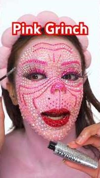 PINK GRINCH! 💖 Rhinestone Makeup Tutorial! 🎄