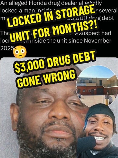 This story out of Florida sounds crazy. Police say an alleged drug dealer locked a man inside a storage unit for months over an unpaid $3,000 drug debt. The victim claims he had been trapped there since November 2025. Months inside a storage unit over $3K is wild. Do y’all believe this story… or is something missing? 👀👇 #MickeyRacks #crime #florida #truecrime #viral