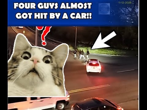 FOUR GUYS ALMOST GOT HIT BY A CAR!! #Live-Traffic