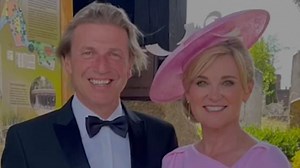 Anthea Turner looks thrilled to be at step daughter's wedding