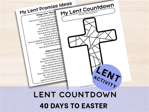 Lent Countdown Coloring Cross for Kids - Printable- Ash Wednesday, Easter Activity, Sunday School Craft, Lent Worksheet, Holy Week Countdown - Etsy
