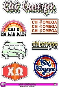 Chi Omega - Sticker Sheet - Retro Theme