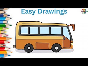 Easy Bus Drawing & Coloring for Kids | Learn Colors 🚌