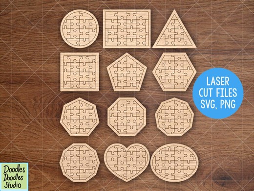 Jigsaw Puzzle Basic Shapes Svg Bundle Laser Cut Files (digital Download) - Etsy