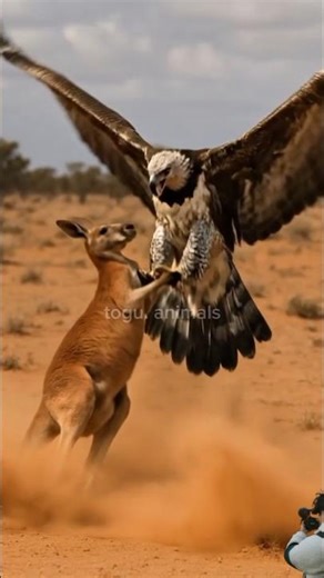 Giant Eagle Confronts Kangaroo in the Outback!”