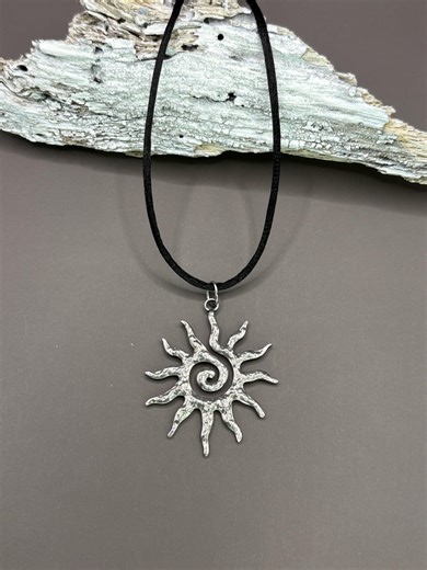 Sun Pendant Necklace – Celestial Jewelry, Boho Cord Necklace, Minimalist Gift for Her - Etsy