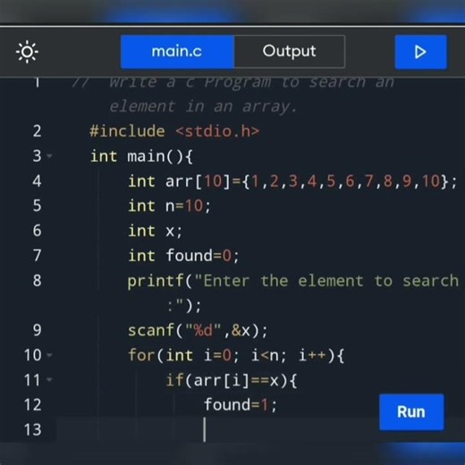 How to write a c Program to search an element in an array.