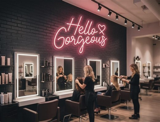 Hello Gorgeous LED Neon Sign | Custom Beauty Salon, Makeup Room Decor - Etsy
