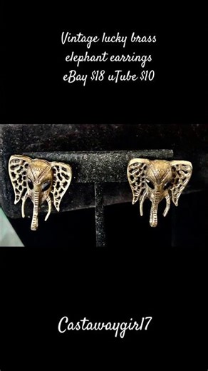 LUCKY BRASS ELEPHANT EARRINGS BRASS PIERCED -read description box