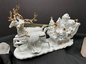 Vintage Porcelain Santa Sleigh With Reindeer: Christmas Mantel Display (original Box) - Etsy