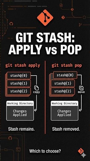 Git stash apply vs Pop #git #github #gitstash #coding #javascript