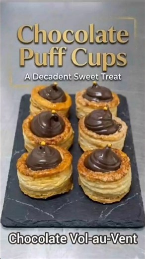 Chocolate Vol-au-Vent Recipe | Puff Pastry Chocolate Cups | Easy Bakery Style Dessert