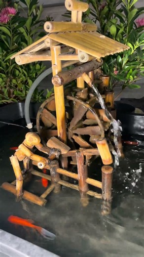 No Motor, No Electricity! 🎋💦 This Bamboo Water Wheel Is Incredible! #Shorts