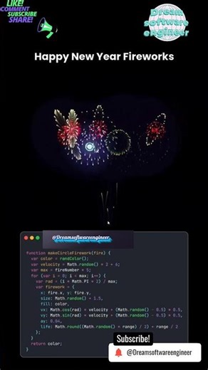HAPPY NEW YEAR FIREWORKS 🎇 #coding #fullstackwebdeveloper #shortsfeed #tiktok#codeflow #python#short