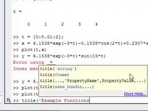 System Dynamics and Control: Module 5c - MATLAB for Plotting and Math Operations