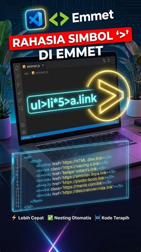 Cara Cepat Pakai Emmet HTML: Simbol Greater Than (Child Element)