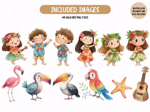 Watercolor Tropical Hawaii Clipart – Summer Beach and Island Life Graphics (digital PNG) - Etsy