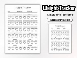 Template Weight Tracker Printable, Simple, Diet and Fitness, A4, A5 and Letter Size - Etsy Australia