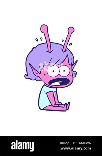 jiggle and pause animation of cartoon shocked alien girl illustration Stock Video Footage - Alamy