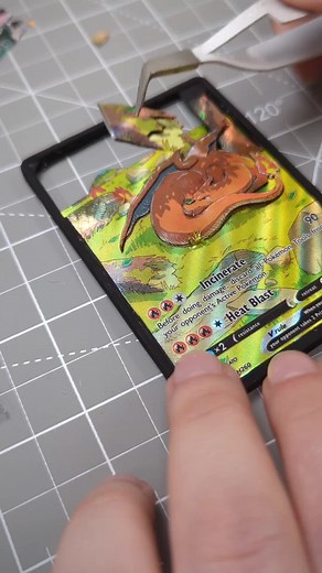 3D Charizard V Pokèmon Card. Second time working on this card and the artwork never fails to amaze me. I'm not a huge fan of Charizard 😱 but lil sleepy Charizard is cute 🥹 #3devious_art #pokemontcg #charizard #3dcards #pokemon151