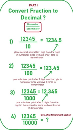 Maths Trick to convert decimal to fraction