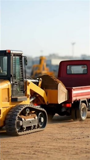 Mini 3D Loader Scoops Soil and Dumps It Into Truck | Satisfying Construction Animation