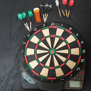 Electronic Dartboard with Darts Set - Black, Green, Red And 58 Replacement Tips
