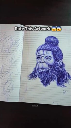 Blue Pen Hanuman Drawing Tutorial 🖊| Rate my drawing | #hanumanji #pendrawing #blue #5rupees #like