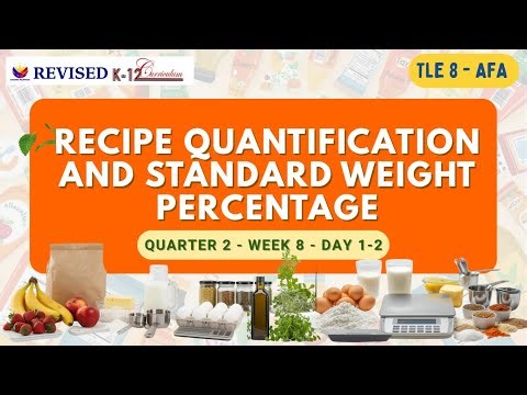 TLE 8 QUARTER 2 WEEK 8 DAY 1 2 RECIPE QUANTIFICATION AND STANDARD WEIGHT PERCENTAGE