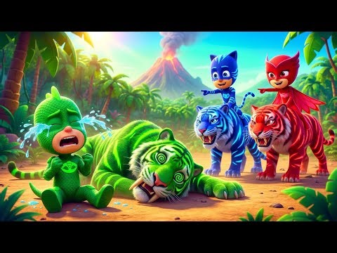 PJ Masks: SABER TOOTH RACE! 🐅 Gekko Cries as Green Tiger Faints! | Funny Animation