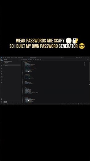 🔐 Password Generator using HTML CSS & JavaScript #coding ##shorts #vscode