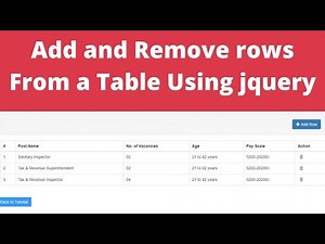 Dynamically Add and Remove rows From a HTML Table Using jQuery