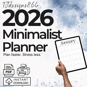 2026 Printable Planner PDF | Minimalist Year-at-a-glance   Monthly Calendar   Weekly & Daily Planner | Goals Budget Habit Tracker - Etsy