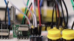 Breadboard prototyping with microcontroller arduino components and wire jumpers