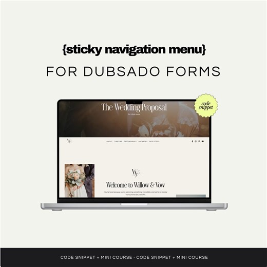 Dubsado Sticky Navigation Menu Code Snippet With Social Media Clickable Links - Etsy