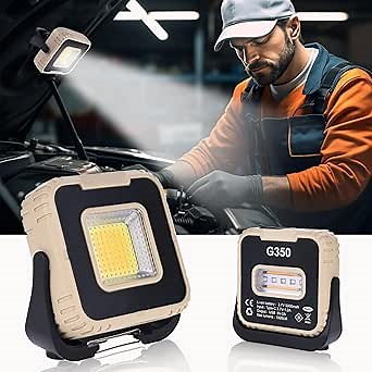 Rechargeable LED Work Light, 5000mAh Portable Cordless Work Lights with 360° Rotating Stand & Magnetic Base, 6 Modes 1000LM Super Bright Flood Light for Outdoor Camping Car Repairs Emergency