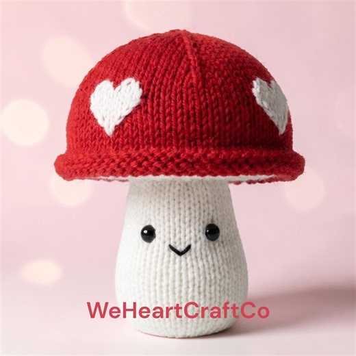 Heart Mushroom Knitting Pattern, Amigurumi Mushroom, Toadstool Pattern (PDF Download) - Etsy