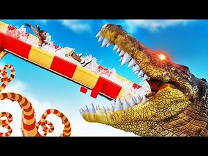 WATER SLIDE Into ALLIGATOR ATTACK In GTA 5 (Cursed)