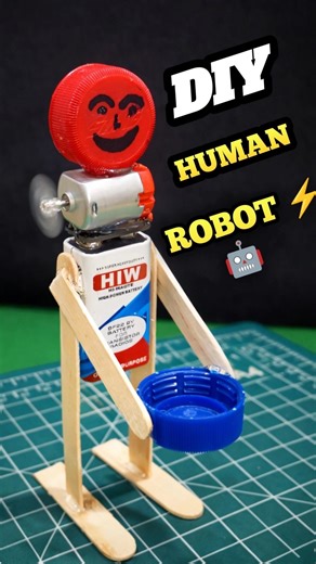 DIY Human Robot 🤖 using DC Motor & 9V Battery | Amazing Science Project #shorts