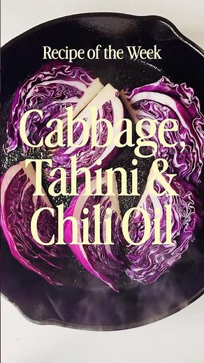 Roasted Red Cabbage with Lemon Tahini and Spicy Scallion Oil