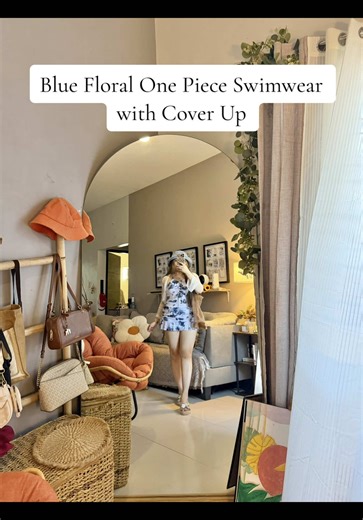 Stylish Blue Floral One Piece Swimwear for the Beach
