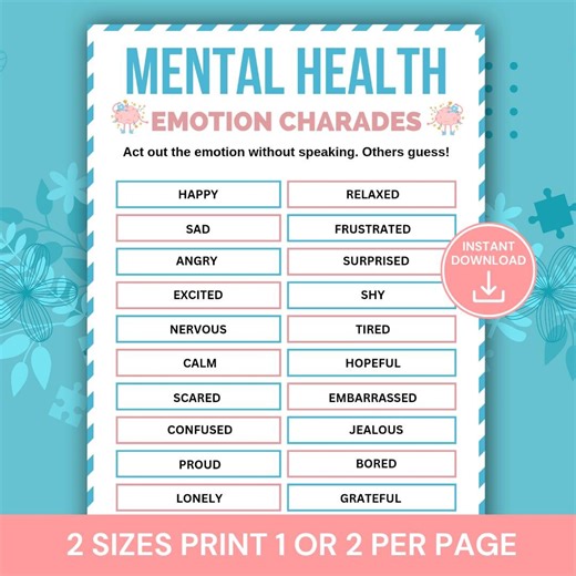 Mental Health Charades Game, Emotion Charades Game, Therapy Icebreaker Activity, Counseling Group Game, Social Emotional Learning Game - Etsy