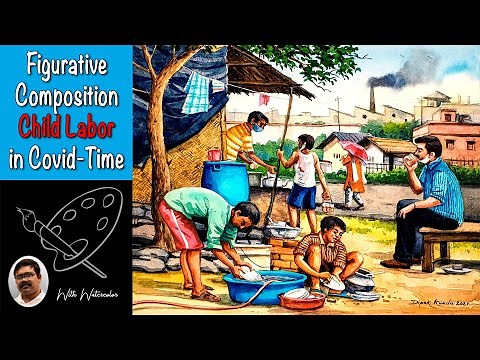 BFA Figurative Composition Drawing | Composition Drawing | Stop Child Labour | Child Labour Drawing