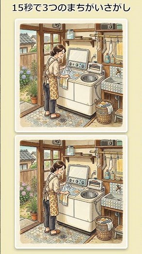 [15-Second Brain Training] Find the Differences Between a Showa-era Twin-Tub Washing Machine and ...