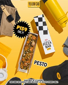2.7K views · 8.8K reactions | Pizza Bar—your favorite on-the-go snack!  Our Pizza Bar is ready for you! Choose from Taco, Pesto, or Mustard Chicken each for just P159. Perfect for busy days or whenever pizza cravings strike. 襤 Available for dine-in, takeout, and delivery at selected stores only. Check participating locations: https://bit.ly/Pizzabar On-the-go Pizza bar? Yes, please!  | Yellow Cab Pizza Co. | Facebook